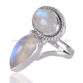 Mano Artesanal Natural Piedra Arenisca Moonstone Piedra 925 Anillo De Plata De Ley Joyería